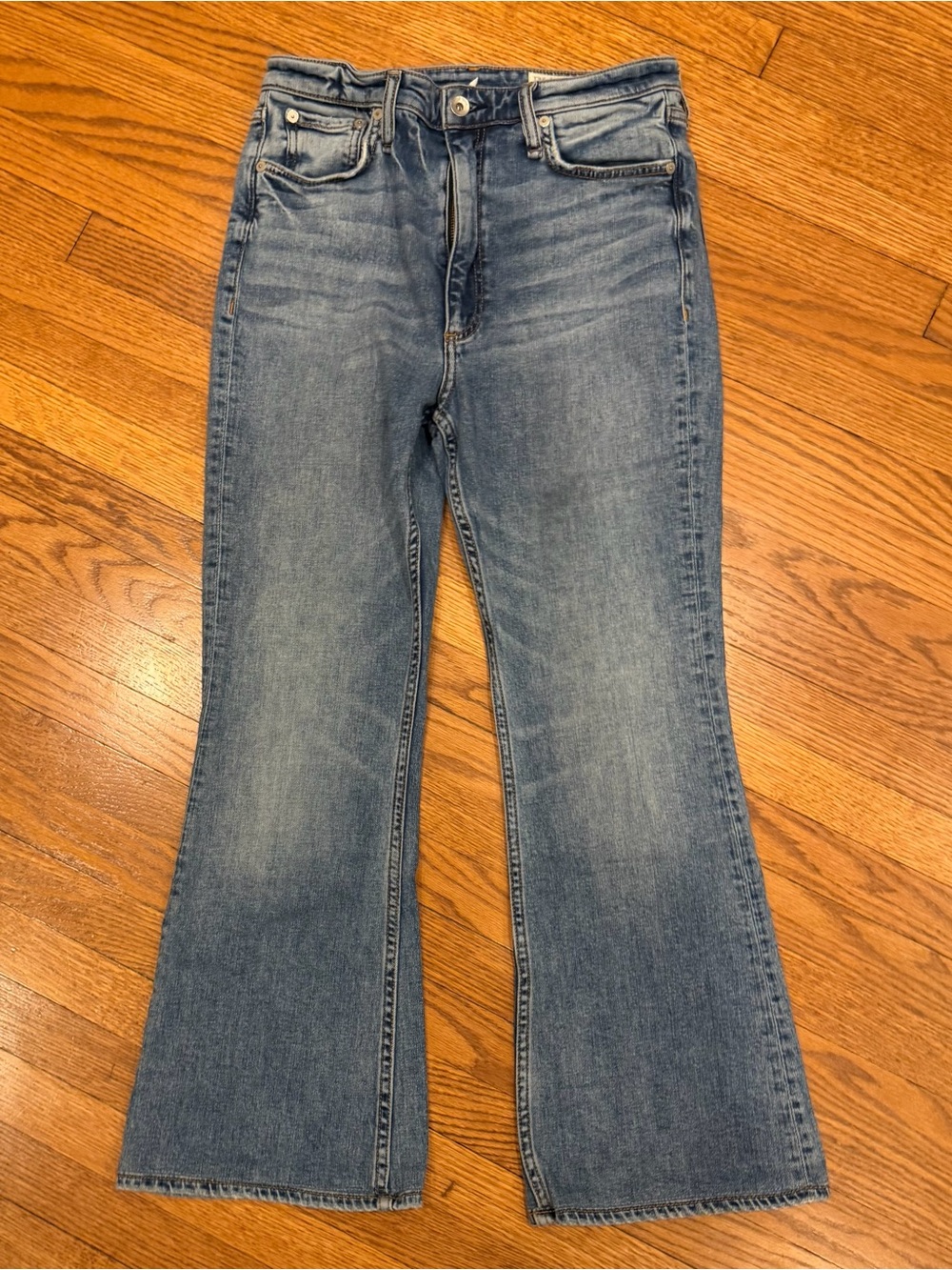 rag & bone Medium Blue High-Rise Casey Flare Jeans